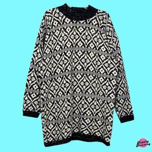 Vintage American Pride Black & White Silver Sweater